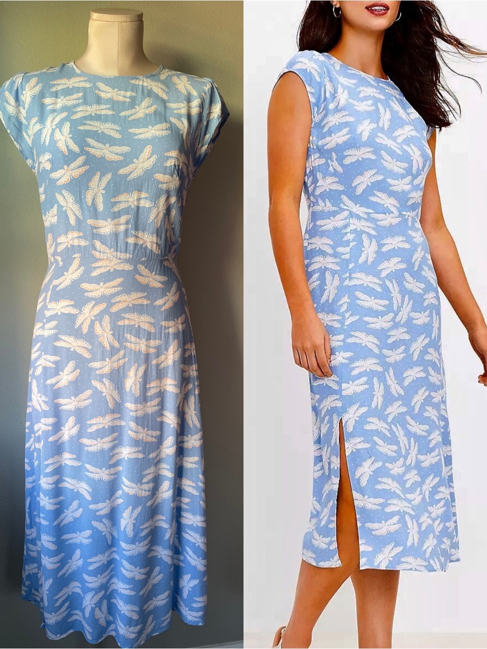 Ann Taylor Loft Dragonfly Novelty Print Midaxi Dress